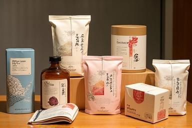 完成した商品が店に並んでいる様子 (Finished products displayed in a shop).